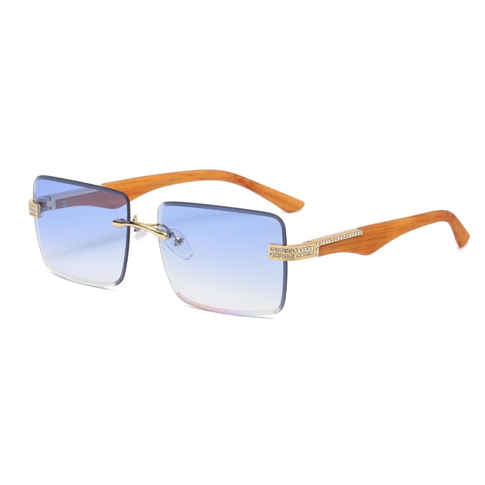 Men Sunglasses Hip Hop Gold Blue Lens Fashion Retro Designer Shades Lentes Gafas